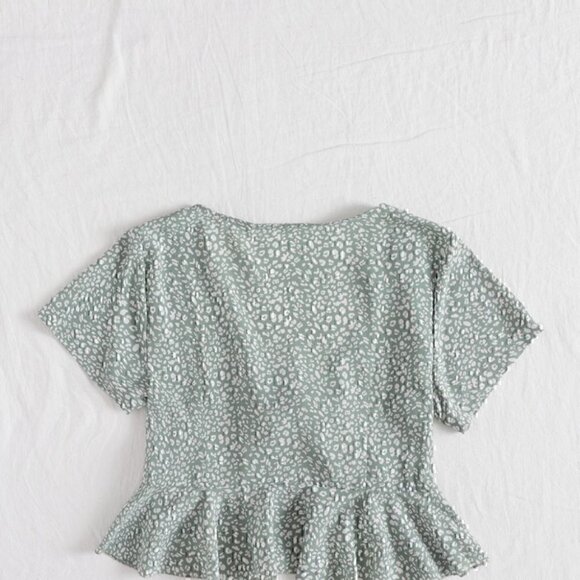 Bohemian flared Open Front Tie Ruffle Hem  Top - Picture 3 of 8